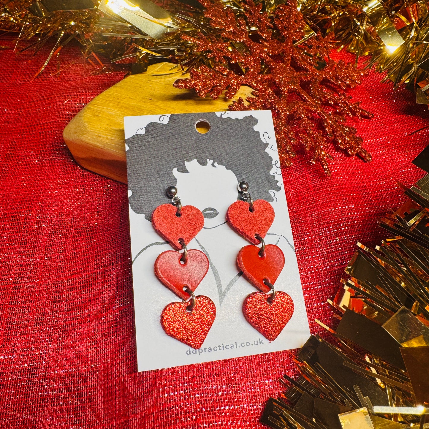 Leather Earrings - Hearts