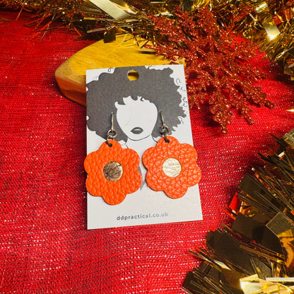 Leather Earrings - Flowers