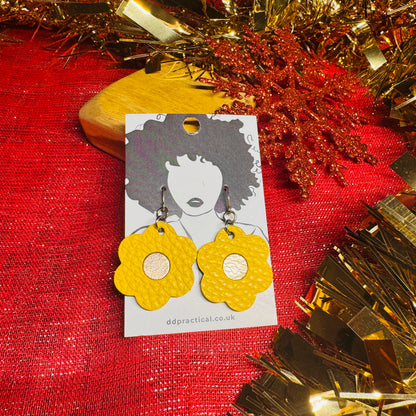 Leather Earrings - Flowers