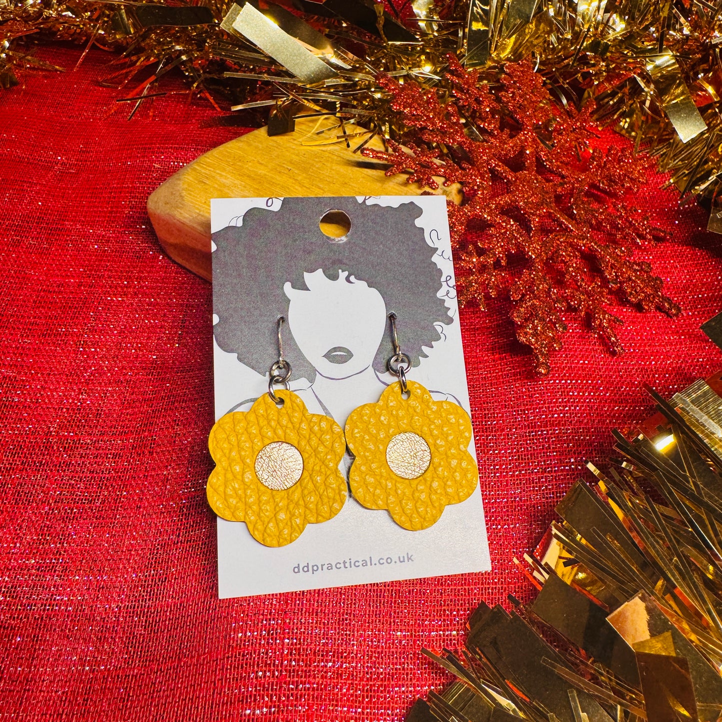 Leather Earrings - Flowers