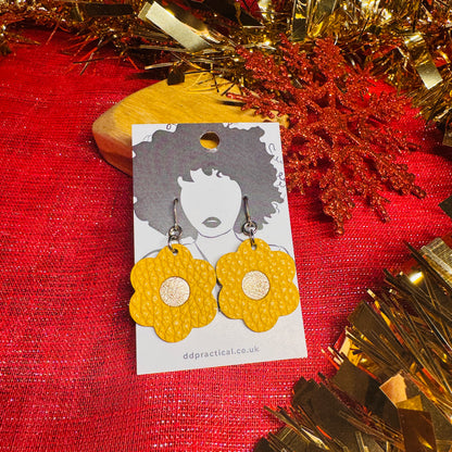 Leather Earrings - Flowers