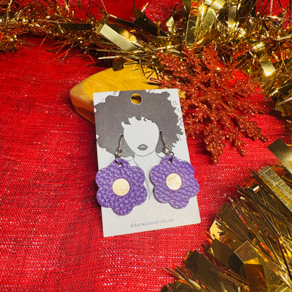 Leather Earrings - Flowers