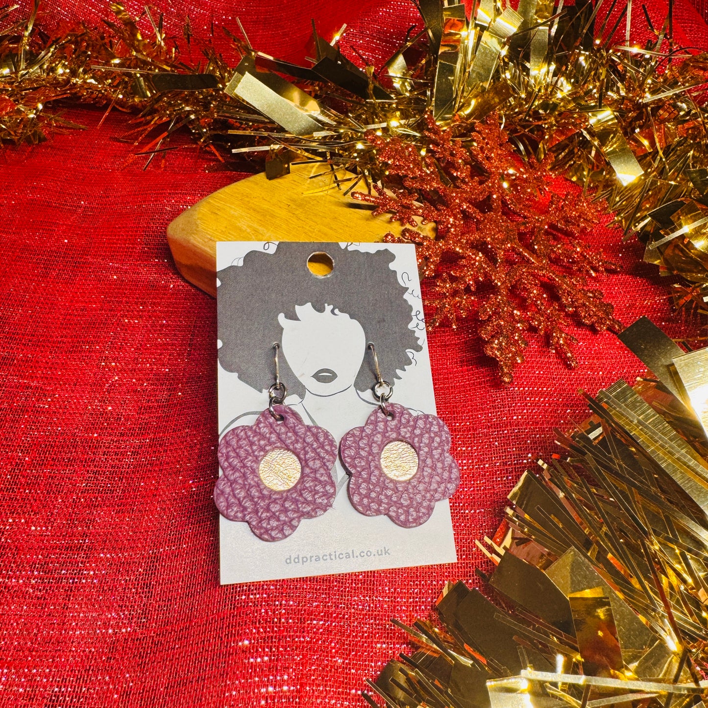 Leather Earrings - Flowers