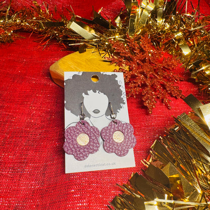 Leather Earrings - Flowers