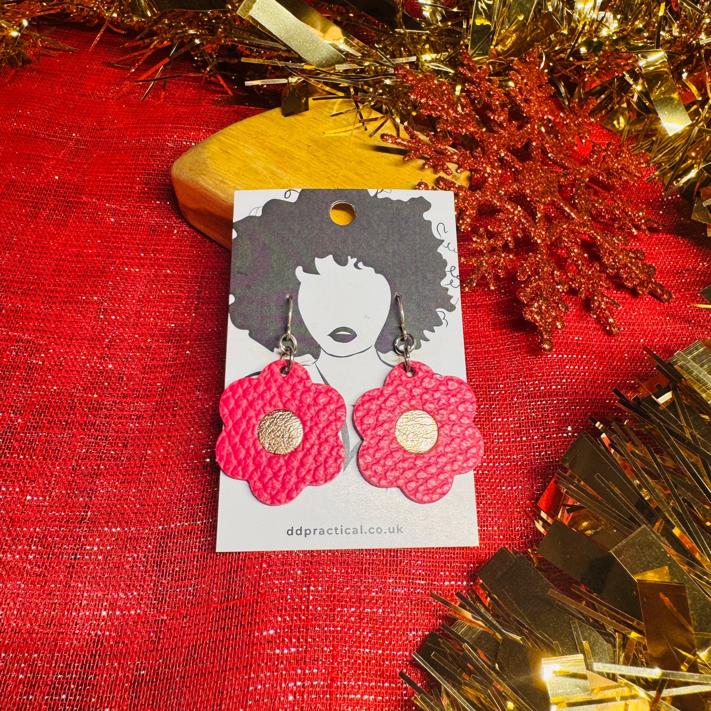 Leather Earrings - Flowers