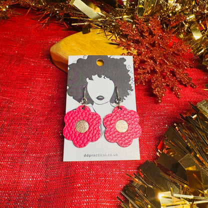 Leather Earrings - Flowers