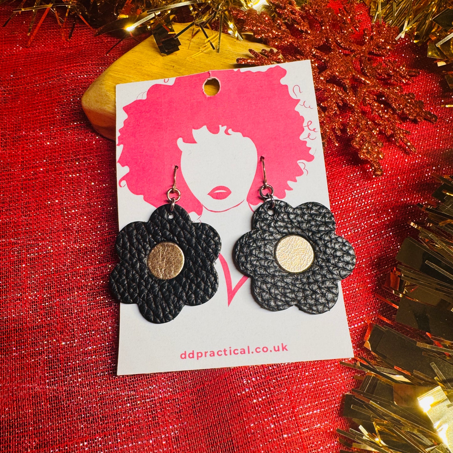 Leather Earrings - Flowers