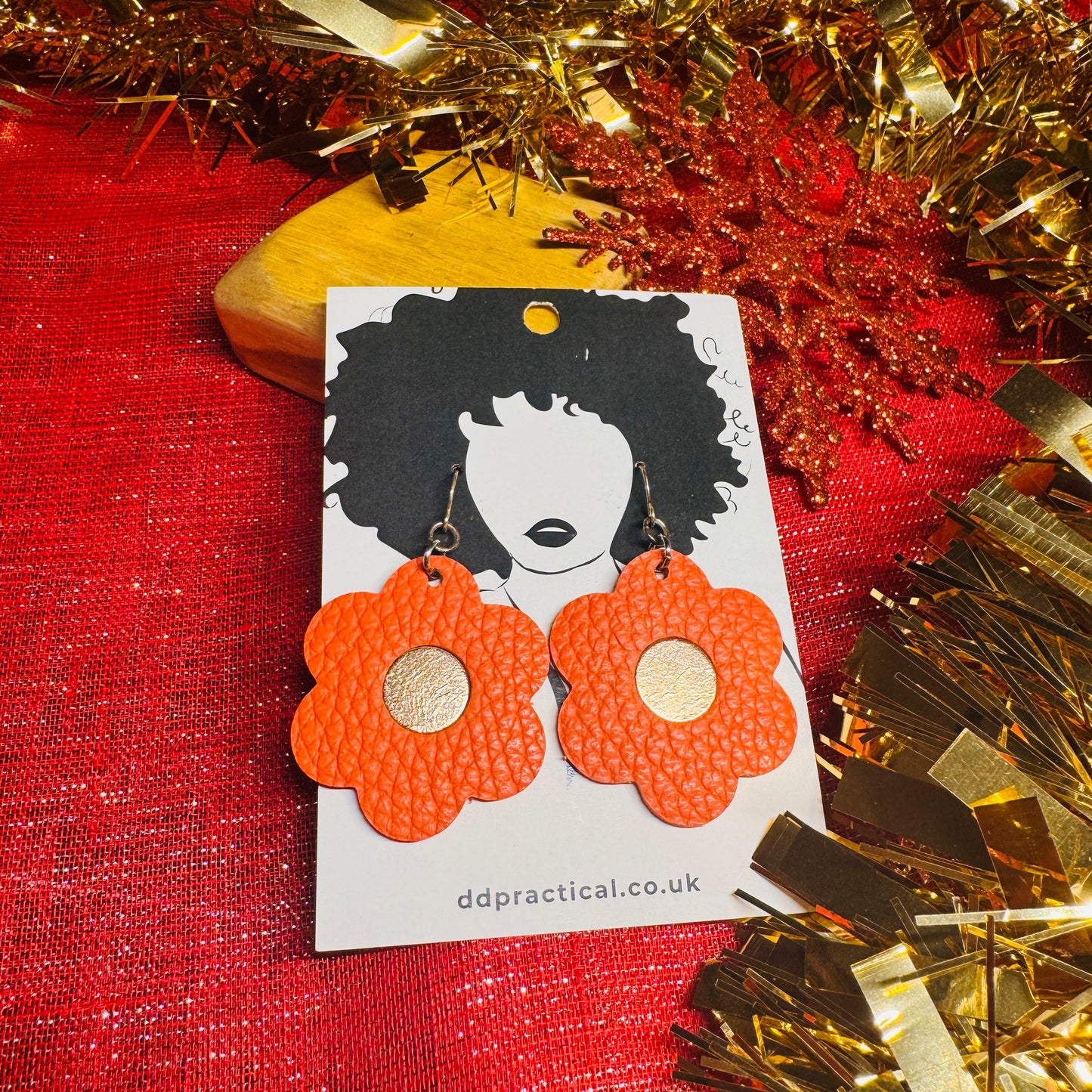 Leather Earrings - Flowers