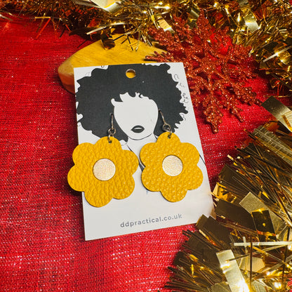 Leather Earrings - Flowers