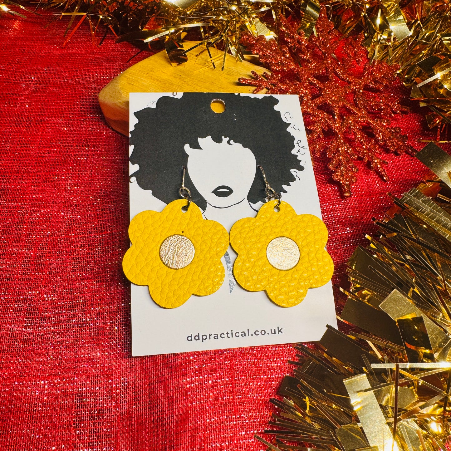 Leather Earrings - Flowers