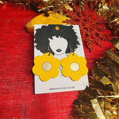 Leather Earrings - Flowers