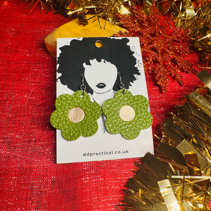 Leather Earrings - Flowers