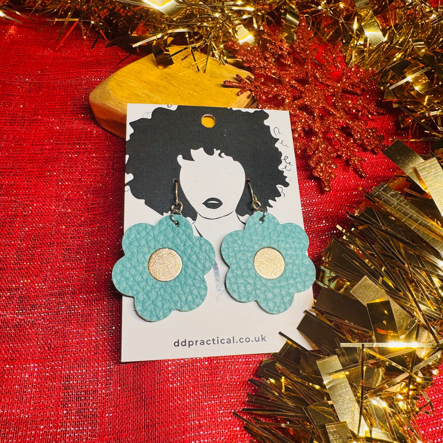 Leather Earrings - Flowers