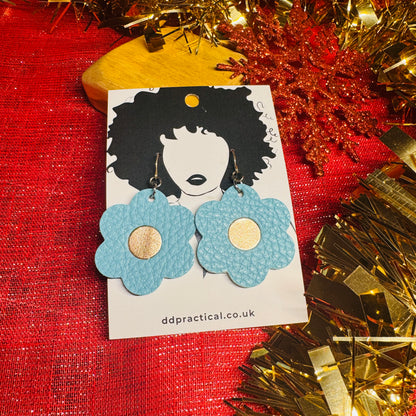 Leather Earrings - Flowers
