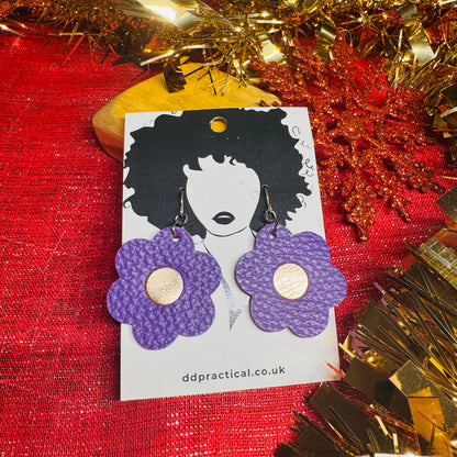 Leather Earrings - Flowers