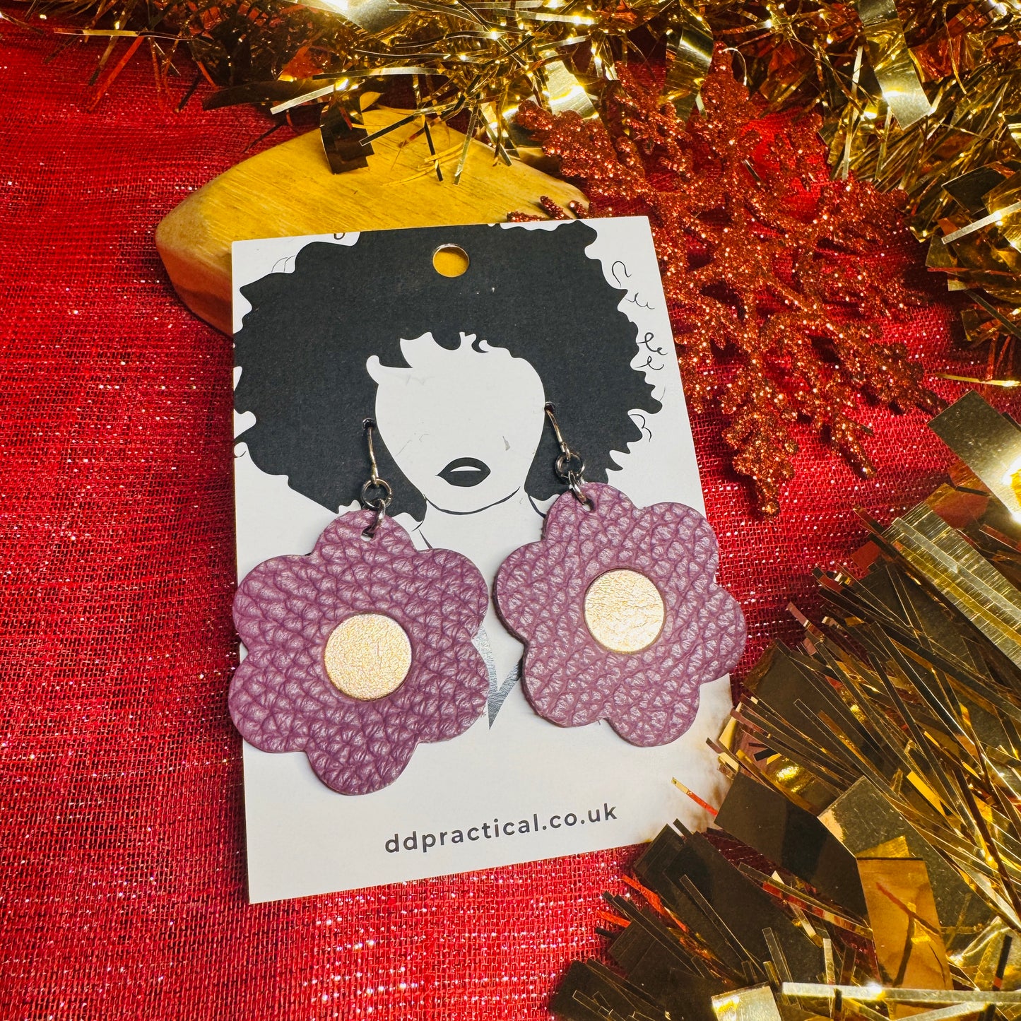 Leather Earrings - Flowers