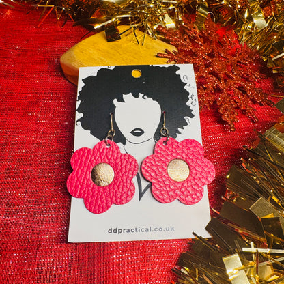 Leather Earrings - Flowers