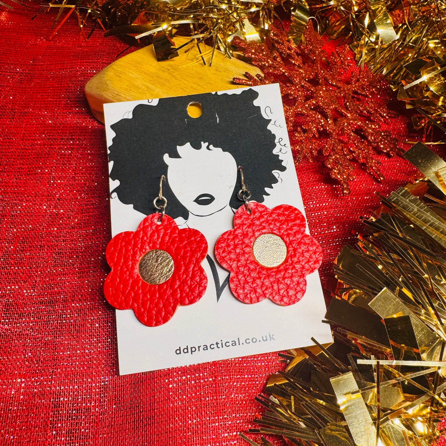 Leather Earrings - Flowers