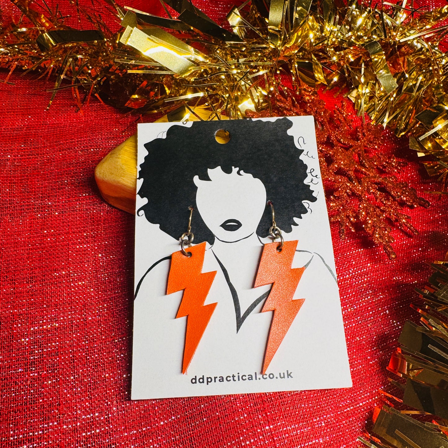 Leather Earrings - Lightning