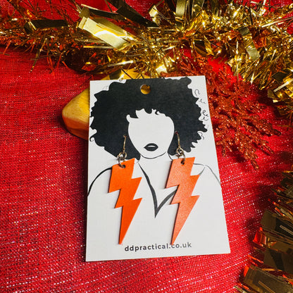 Leather Earrings - Lightning