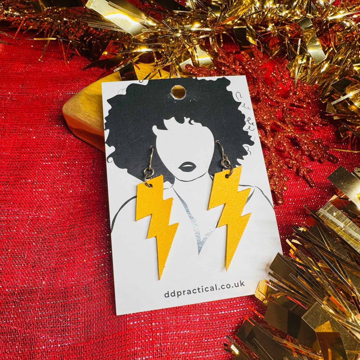 Leather Earrings - Lightning