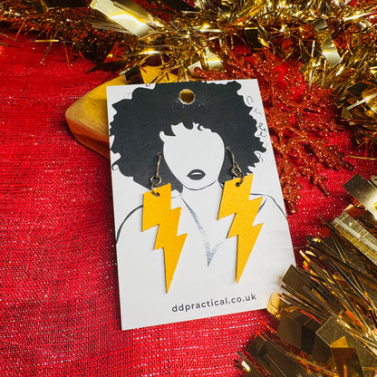 Leather Earrings - Lightning