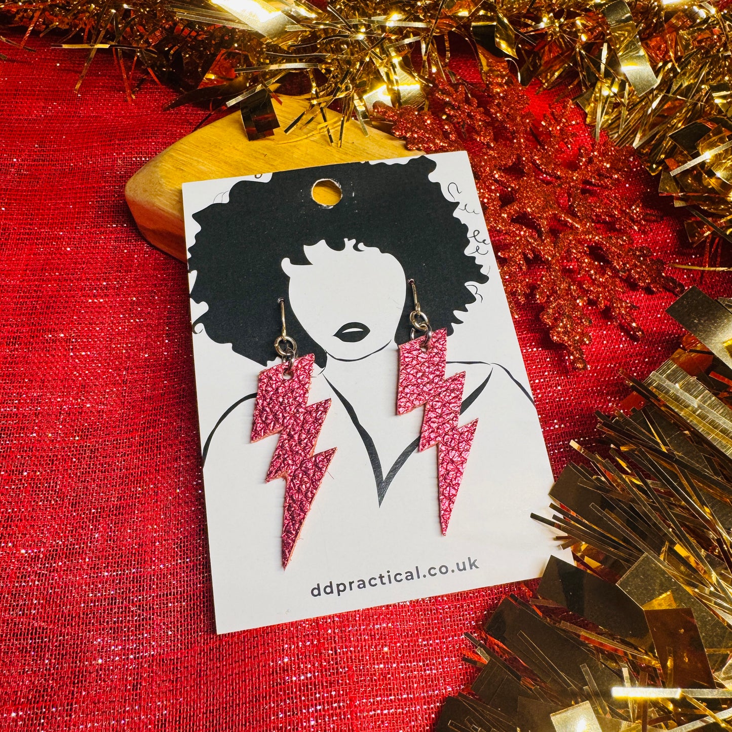 Leather Earrings - Lightning