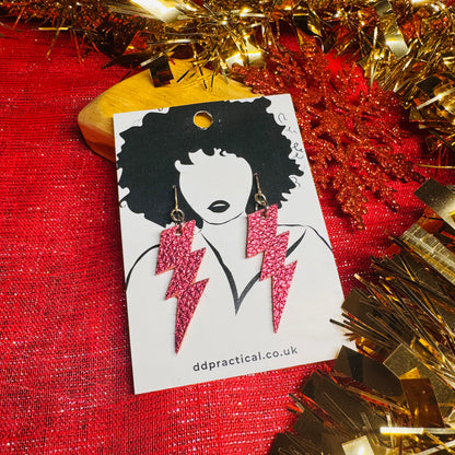 Leather Earrings - Lightning