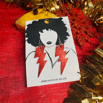 Leather Earrings - Lightning