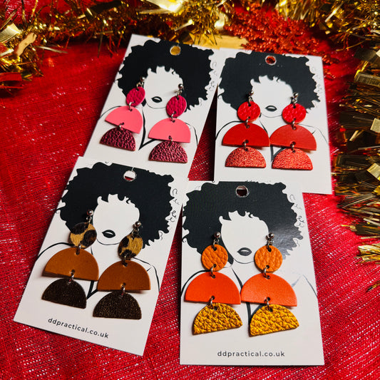 Leather Earrings - Geo