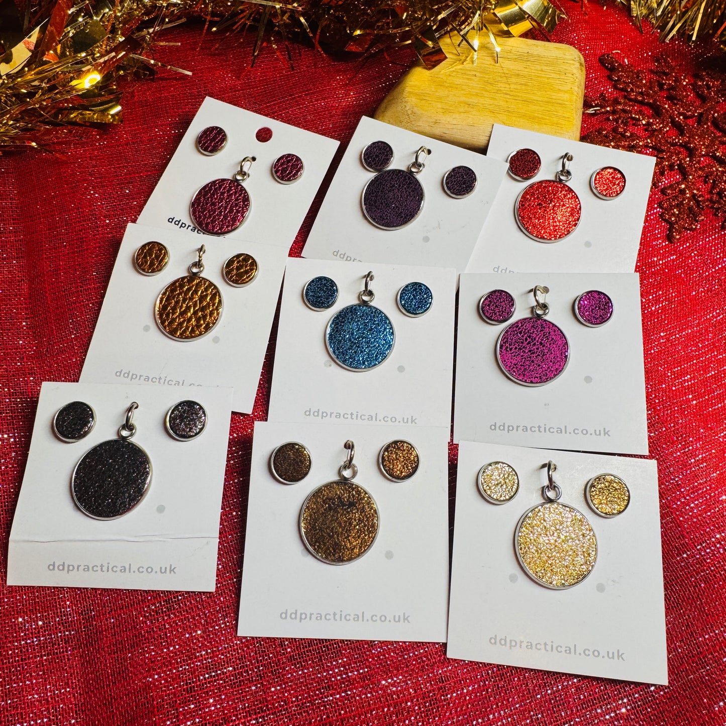 Leather Studs & Pendant Set