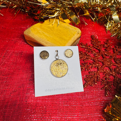 Leather Studs & Pendant Set