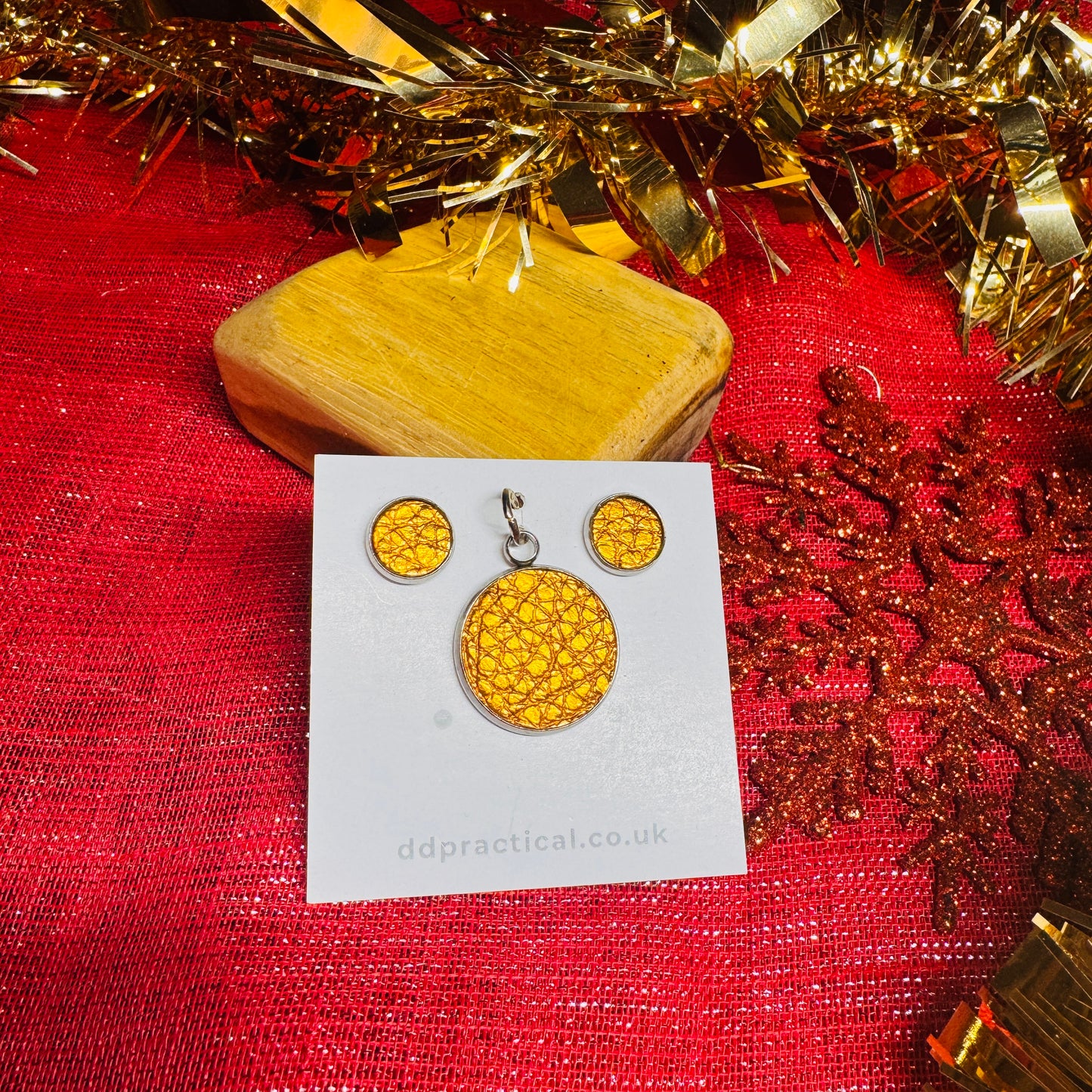 Leather Studs & Pendant Set