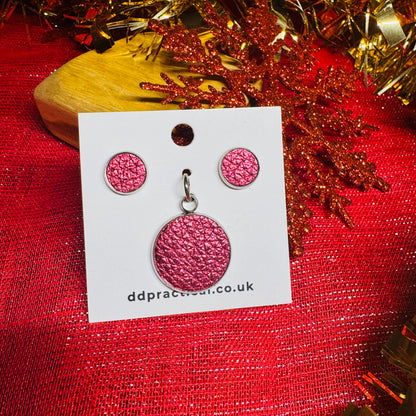 Leather Studs & Pendant Set