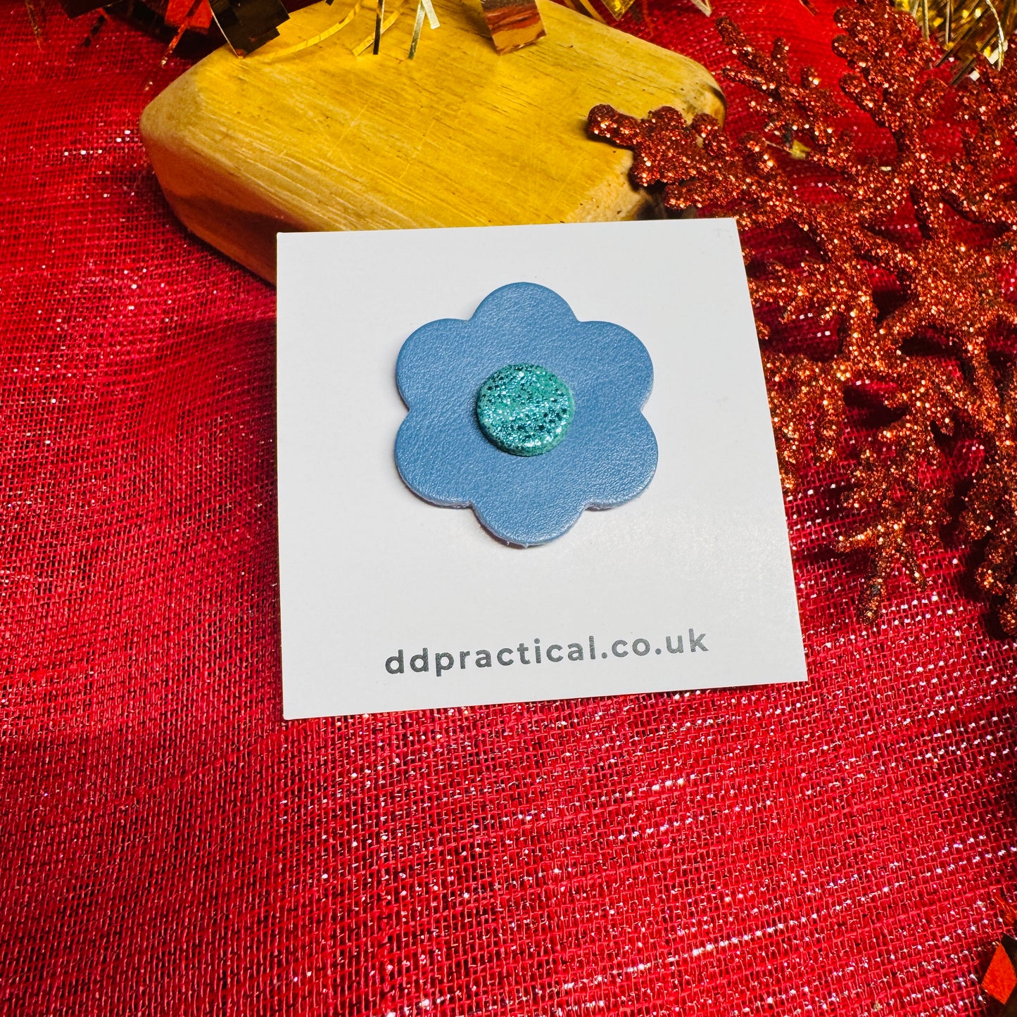 Leather Pin Badge - Flower