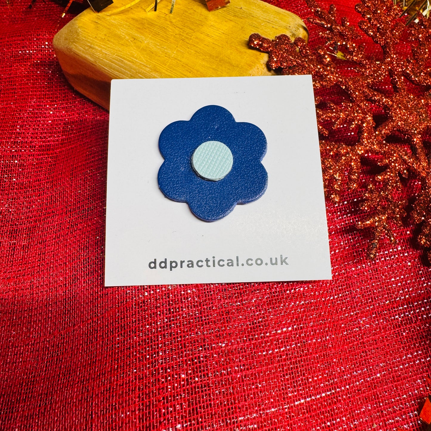 Leather Pin Badge - Flower