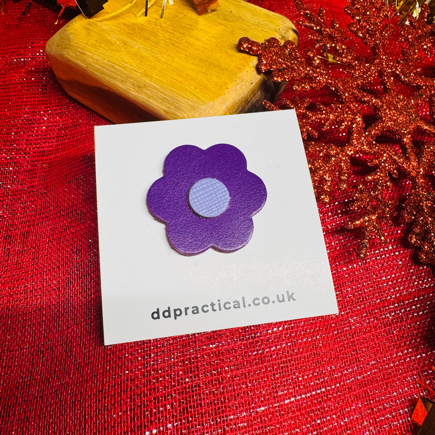 Leather Pin Badge - Flower