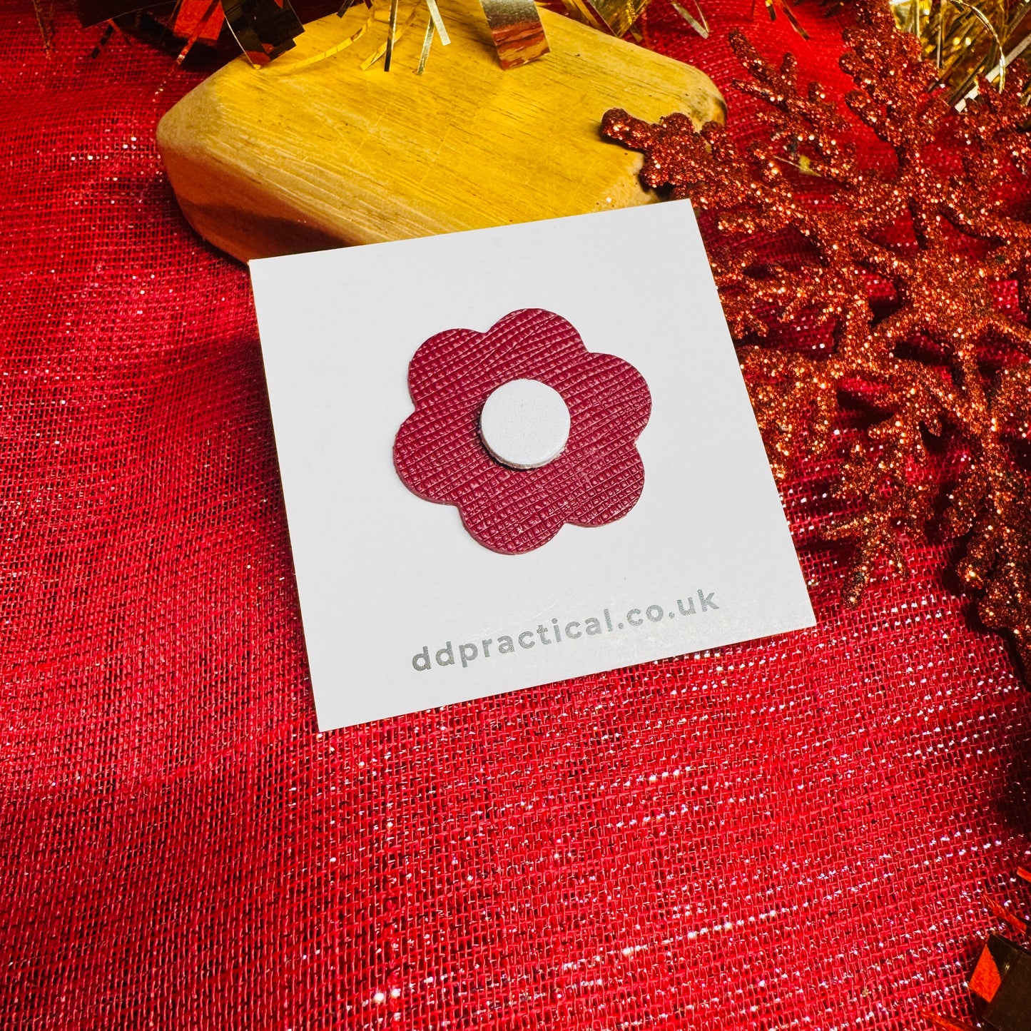 Leather Pin Badge - Flower