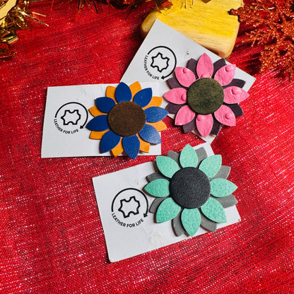 Leather Pin Badge - Sunflower