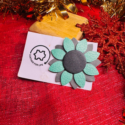 Leather Pin Badge - Sunflower