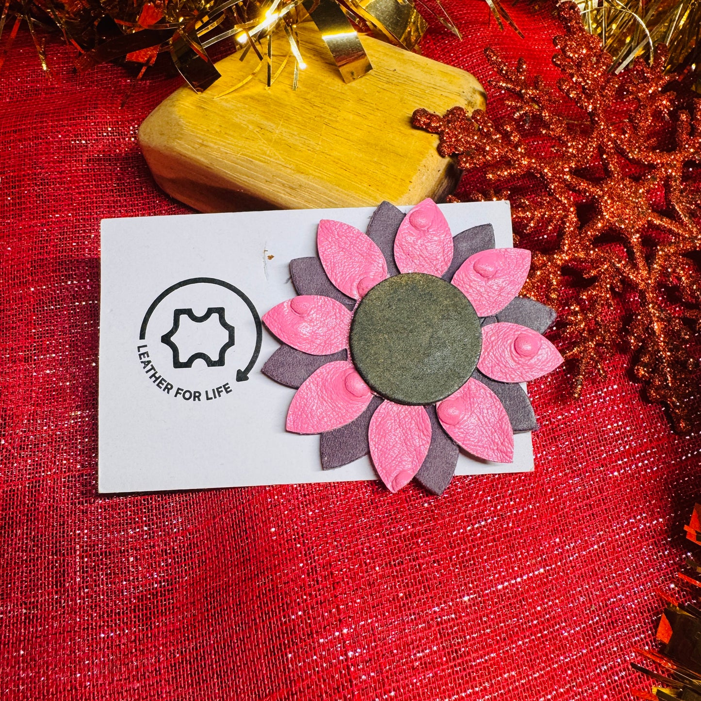 Leather Pin Badge - Sunflower