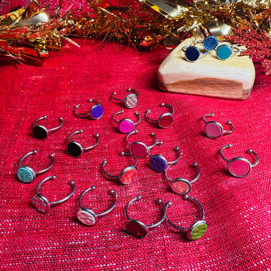 Leather & Stainless Steel Adjustable Rings