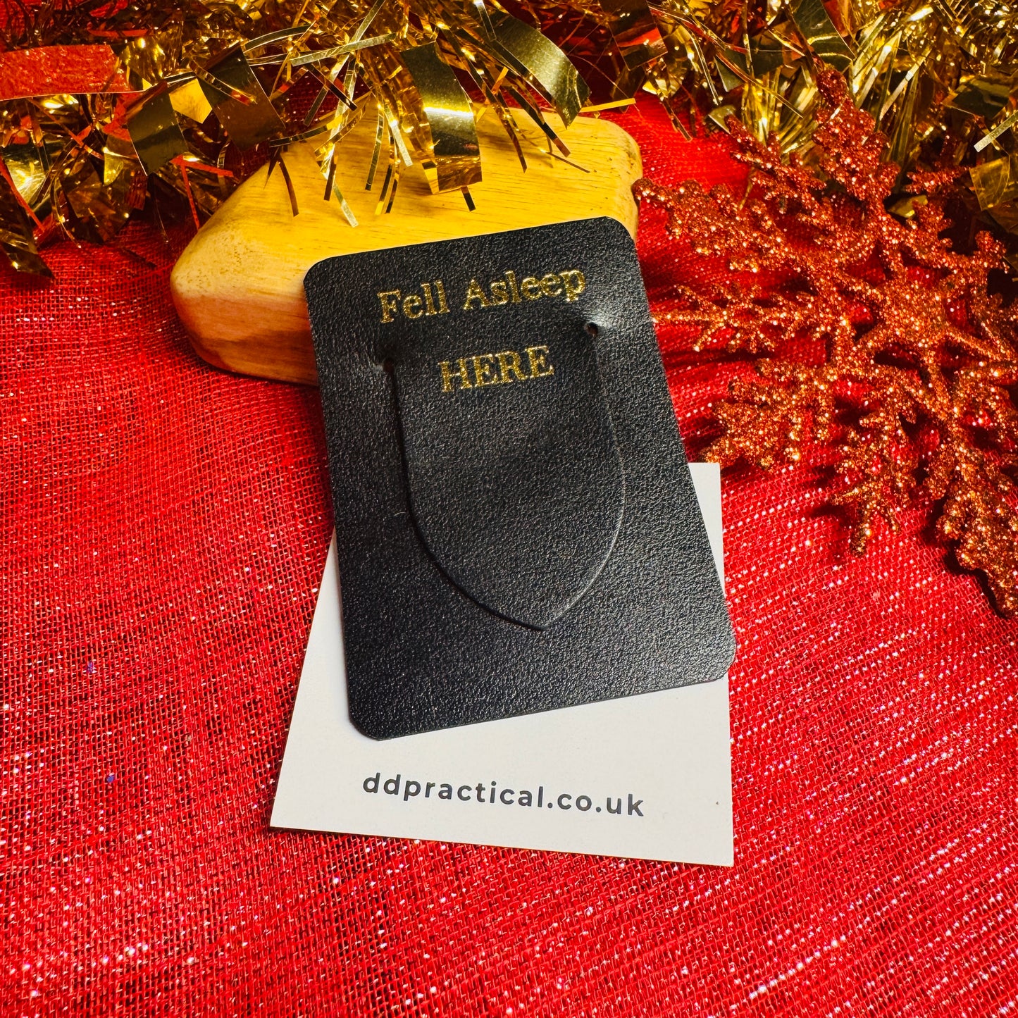 Leather Bookmark - Fell Asleep Here