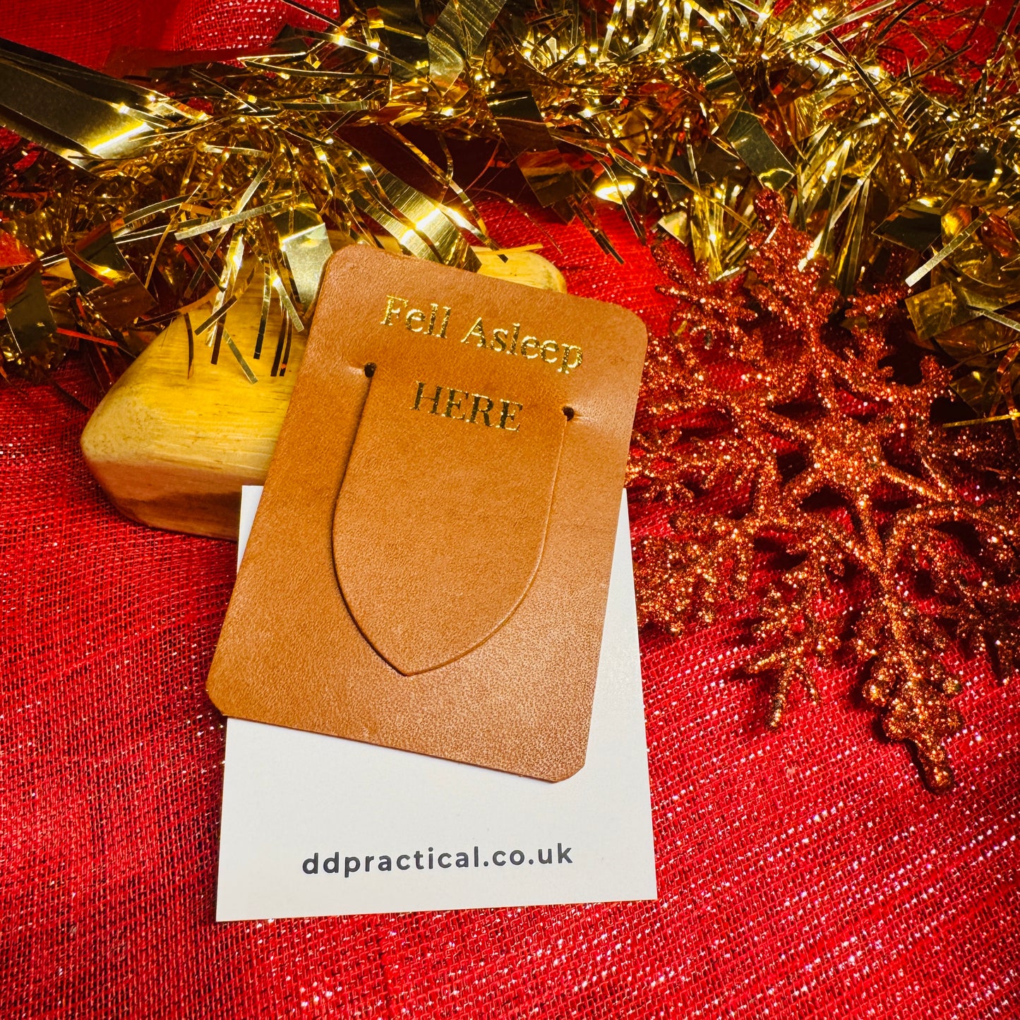 Leather Bookmark - Fell Asleep Here