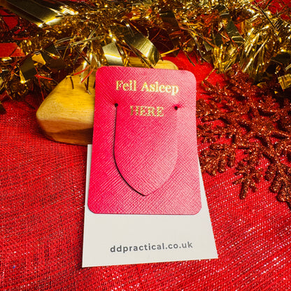 Leather Bookmark - Fell Asleep Here