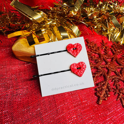 Leather Kirby Grip Accessories - Hearts