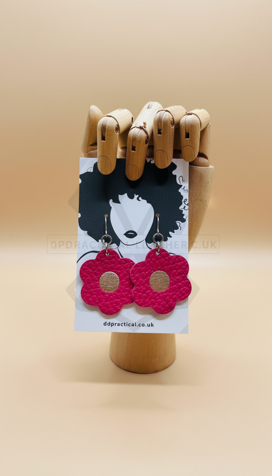 Leather Flower Earrings