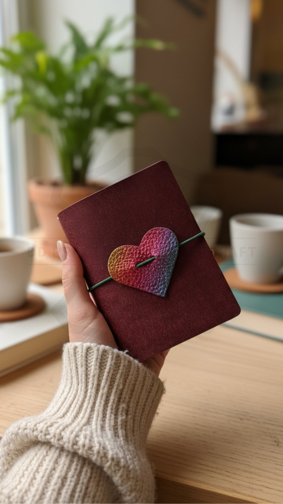 Leather Rainbow Heart Charm