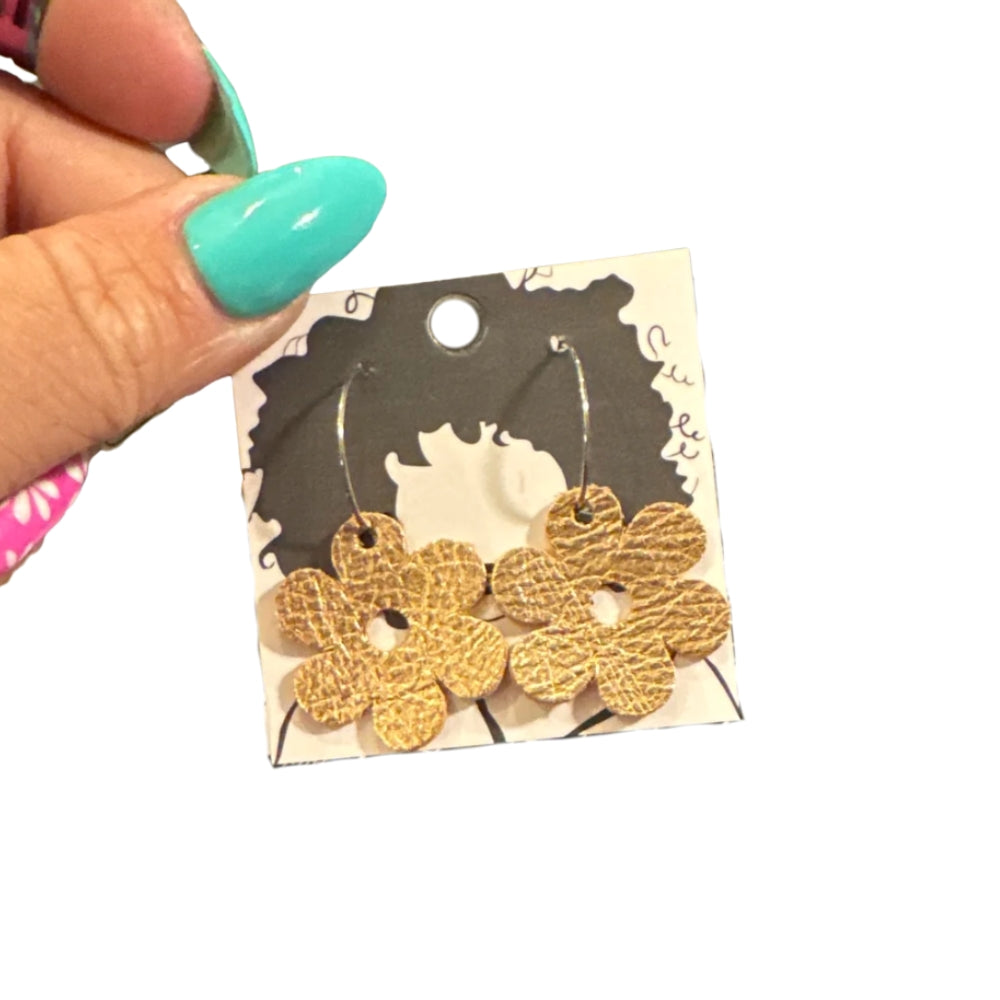 Leather Earrings - Tiny Flowers