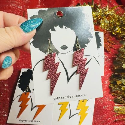 Leather Earrings - Lightning